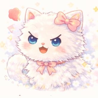 Luna the white cat looking adorably angry