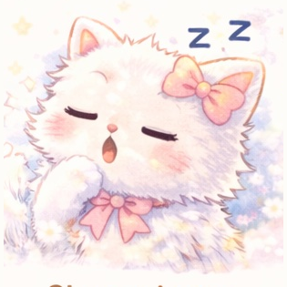Luna the white cat yawning sleepily